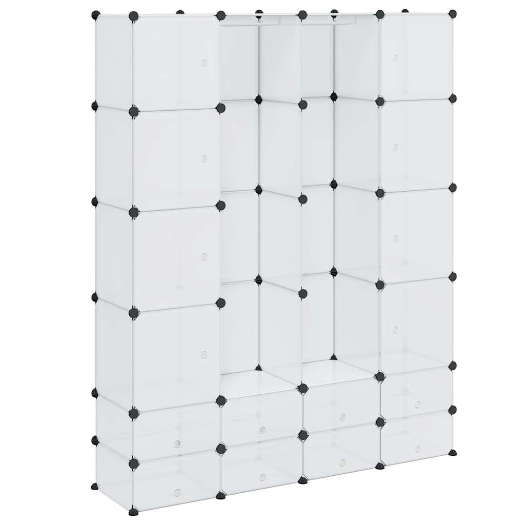 modulskab med 18 rum 37x146x180,5 cm hvid