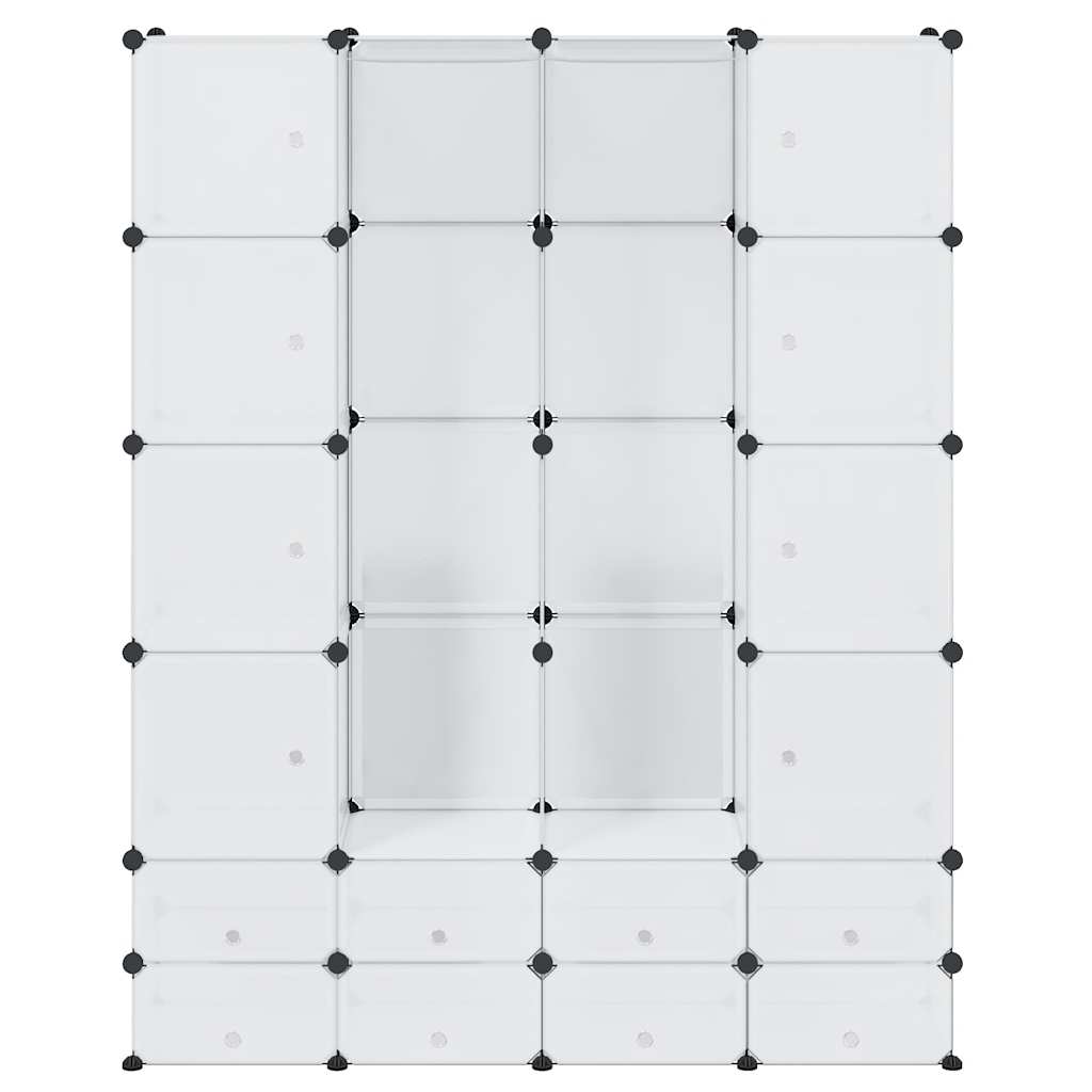 modulskab med 18 rum 37x146x180,5 cm hvid