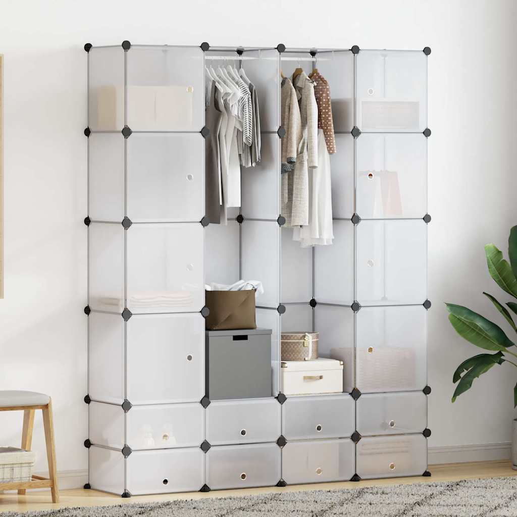 modulskab med 18 rum 37x146x180,5 cm hvid