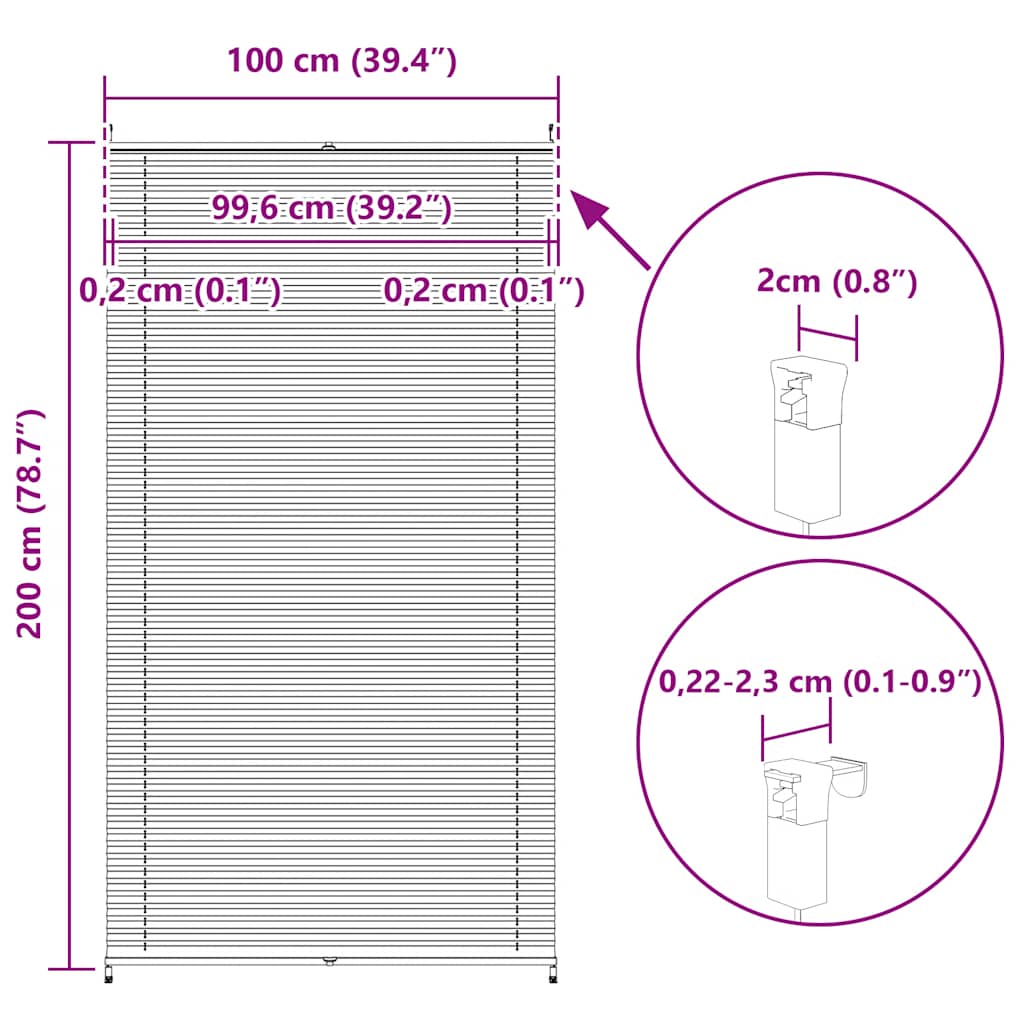 Plisseret blind 100x200 cm creme