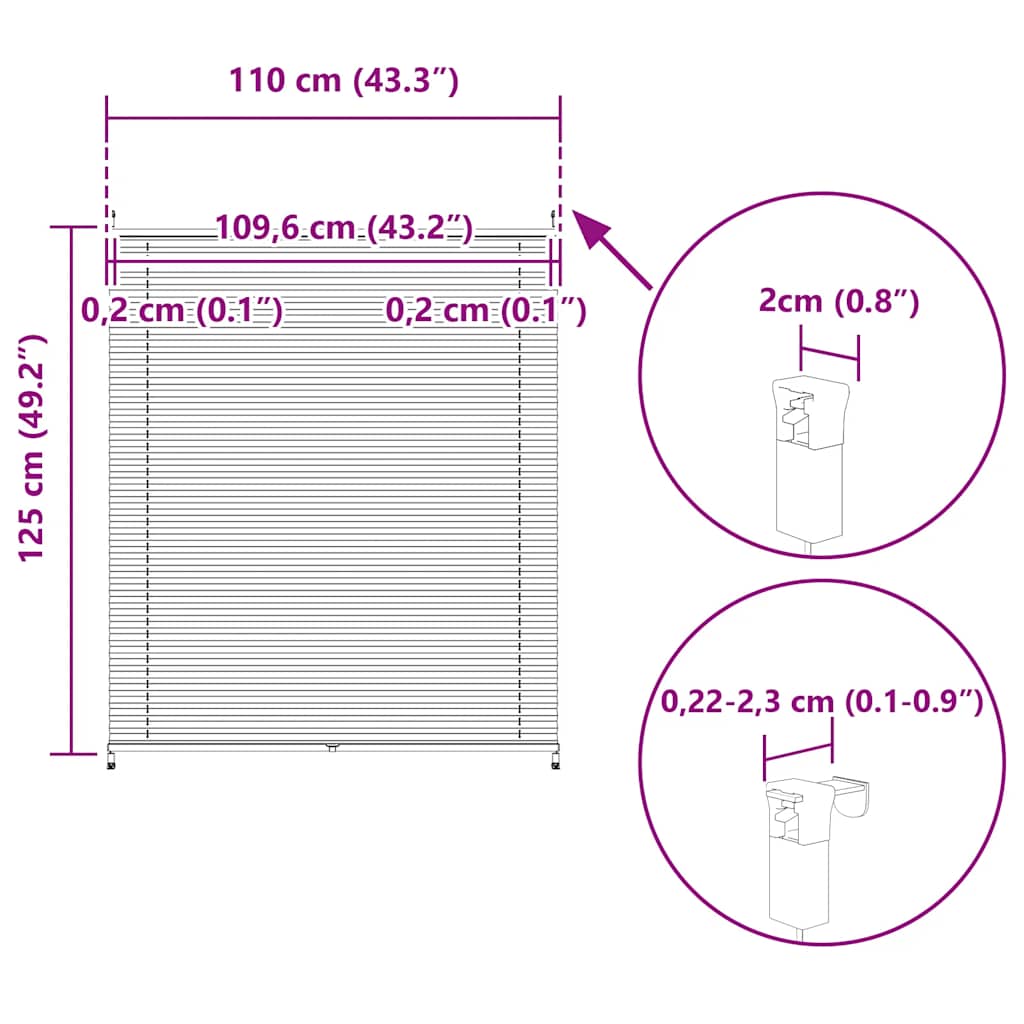 Plisseret blind 110x125 cm creme