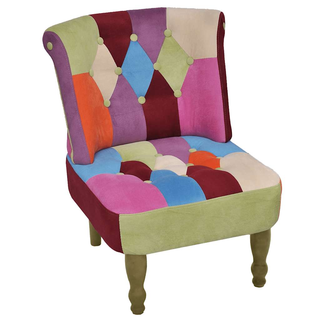 fransk stol med patchwork-design stof