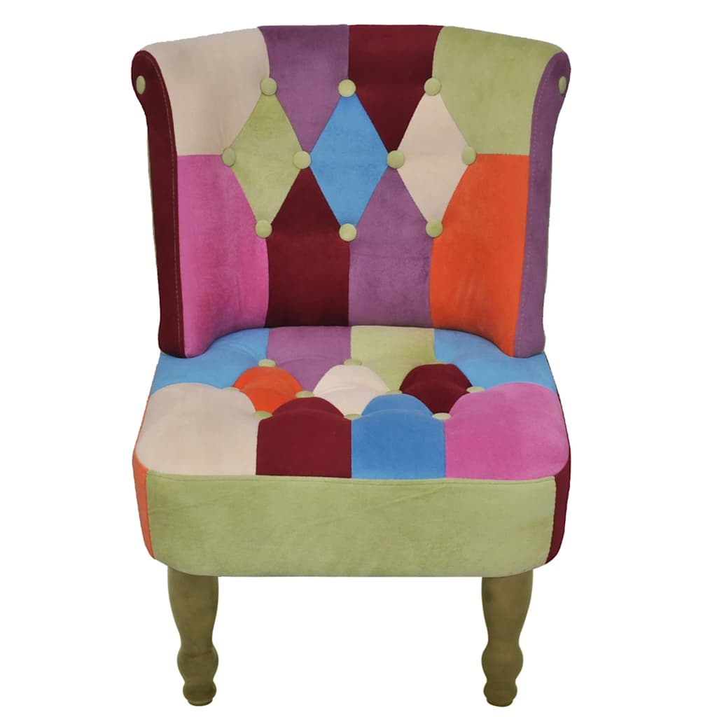 fransk stol med patchwork-design stof