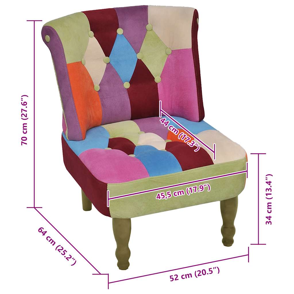 fransk stol 2 stk. med patchwork-design stof