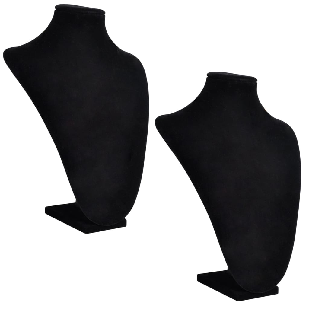 halskædeholder buste flannel 2 stk. 23 x 11,5 x 30 cm sort
