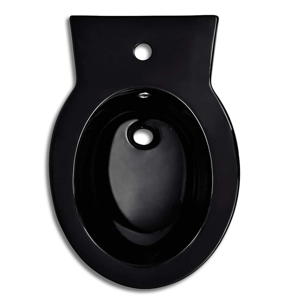 Stående toilet og bidet sæt, sort, keramisk