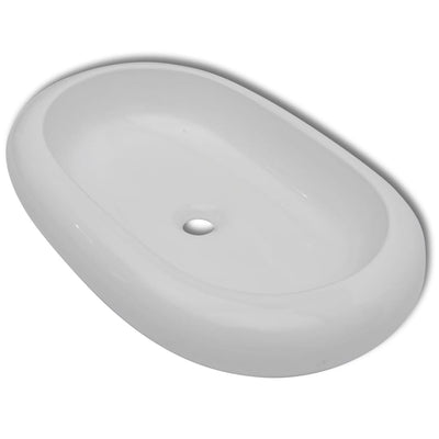 keramisk luksushåndvask oval hvid 63 x 42 cm