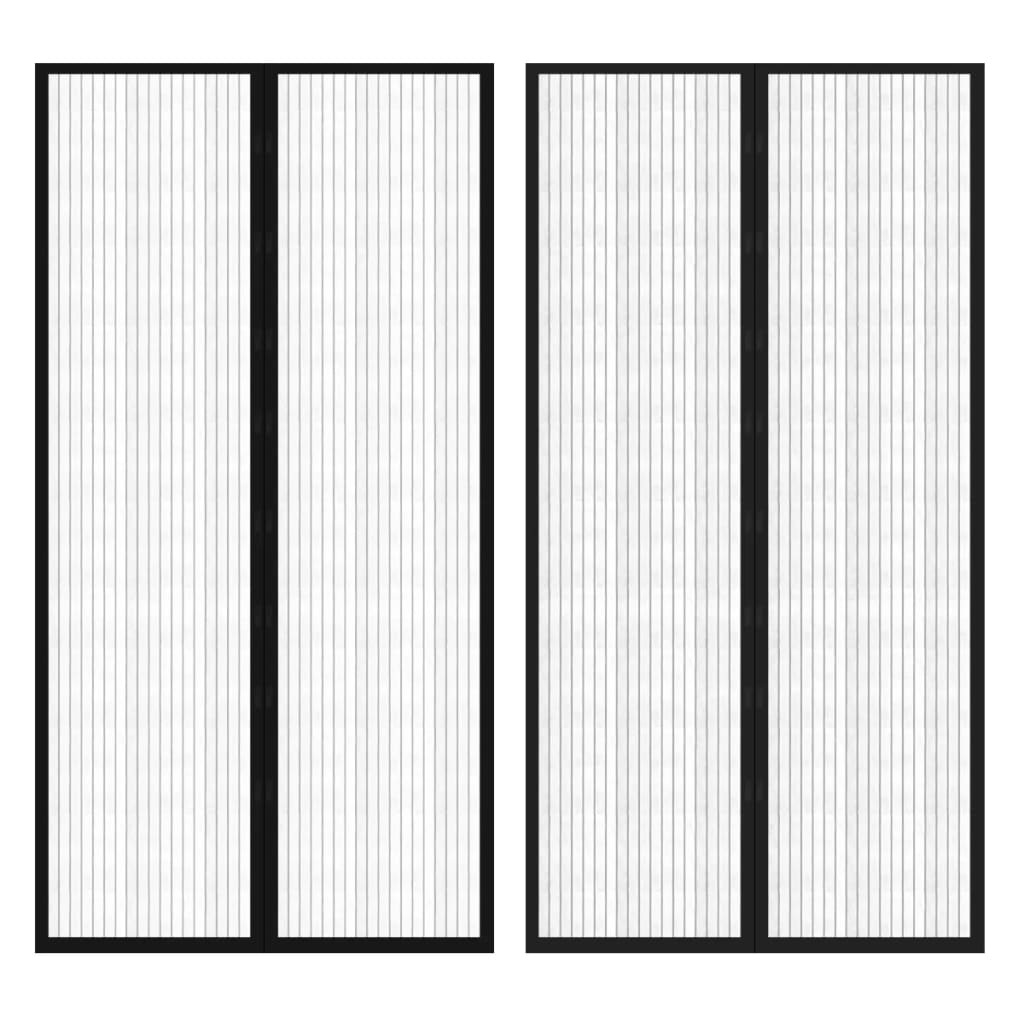 dørgardin insektnet magnetisk 2 stk. 210 x 100 cm sort
