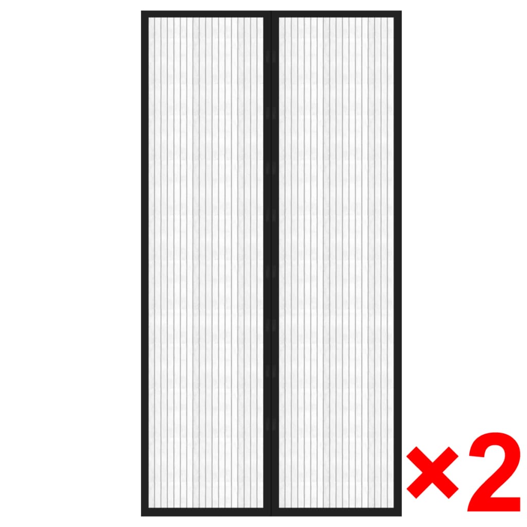 dørgardin insektnet magnetisk 2 stk. 210 x 100 cm sort