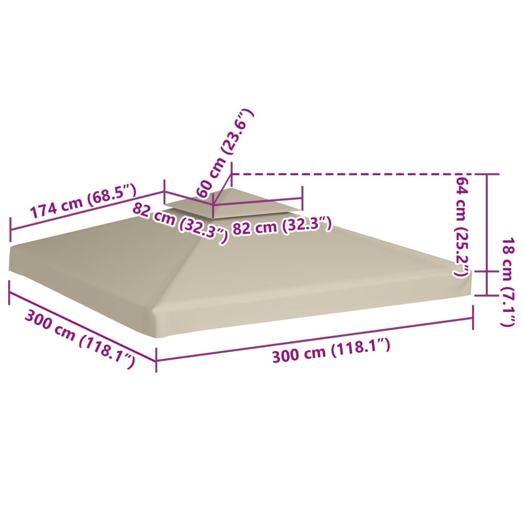 baldakin til havepavillon 3x3 m 310 g/m² grøn