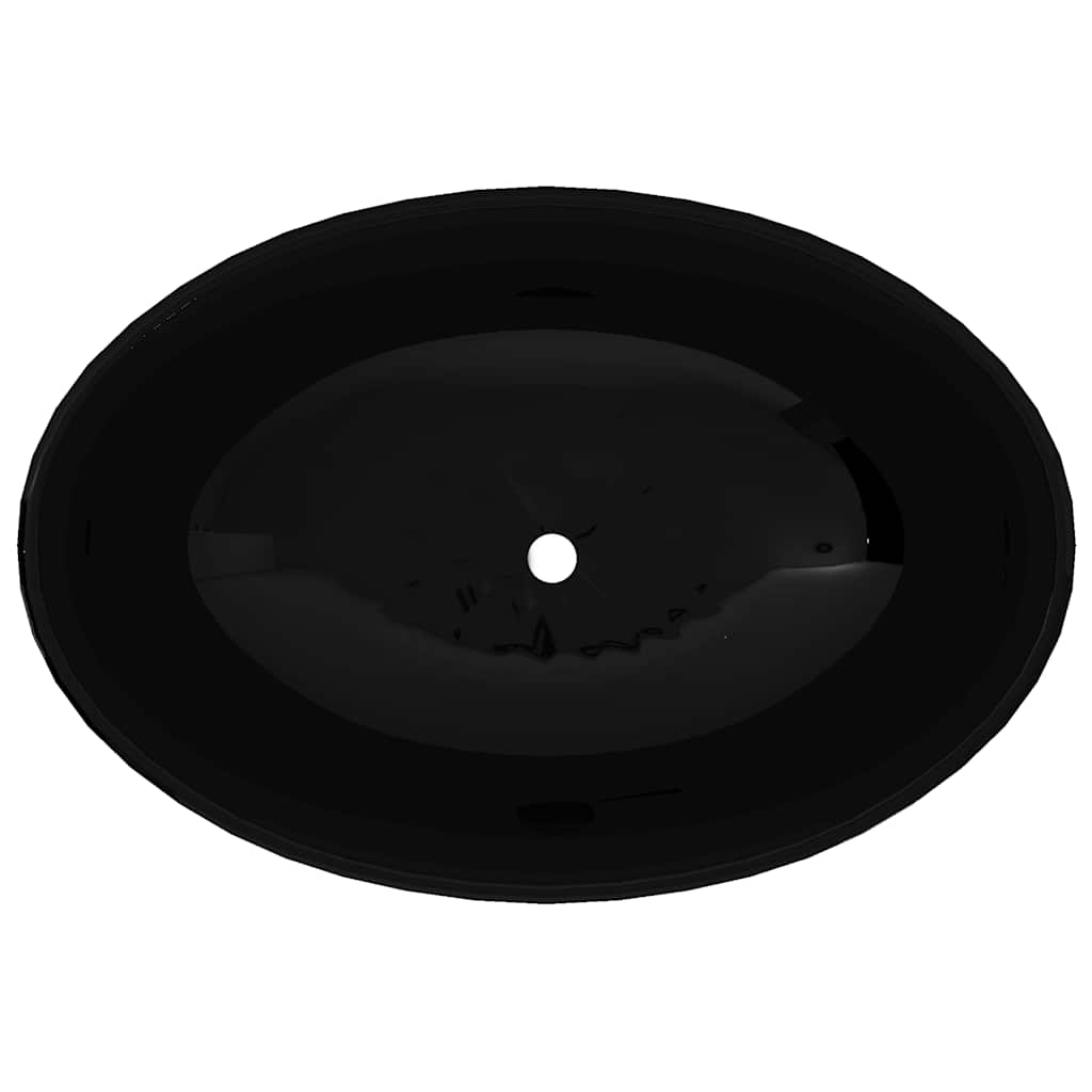 keramisk luksushåndvask oval sort 40 x 33 cm