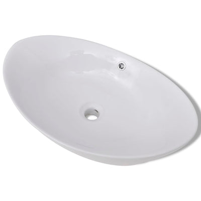 håndvask keramisk oval med overløb 59 x 38,5 cm