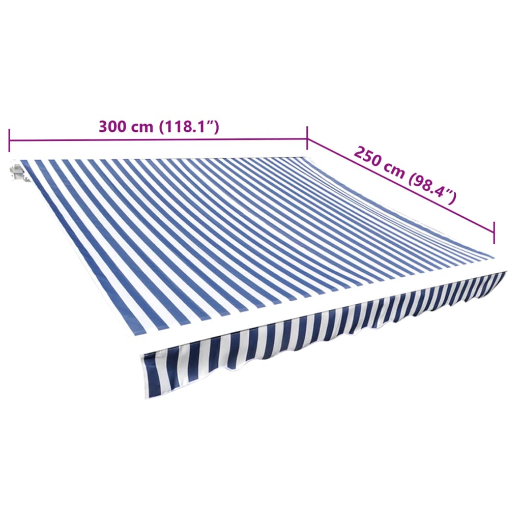 udskiftningsdug til markise 300x250 cm polyester blå og hvid