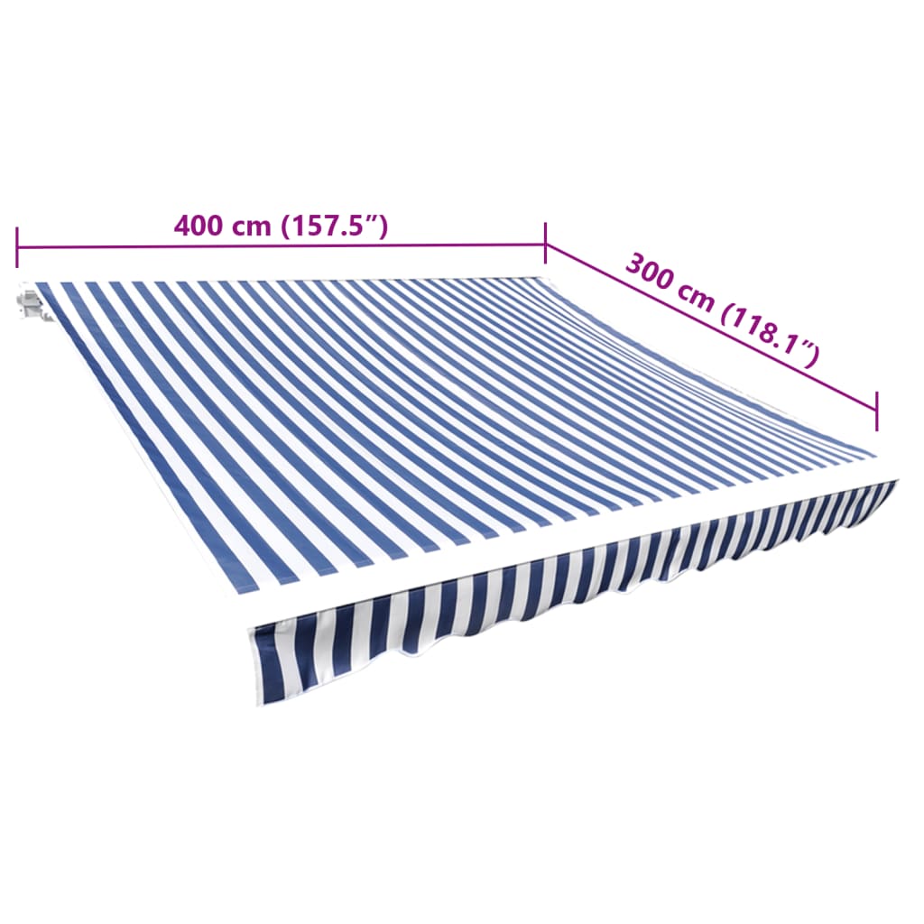udskiftningsdug til markise 400x300 cm polyester blå og hvid