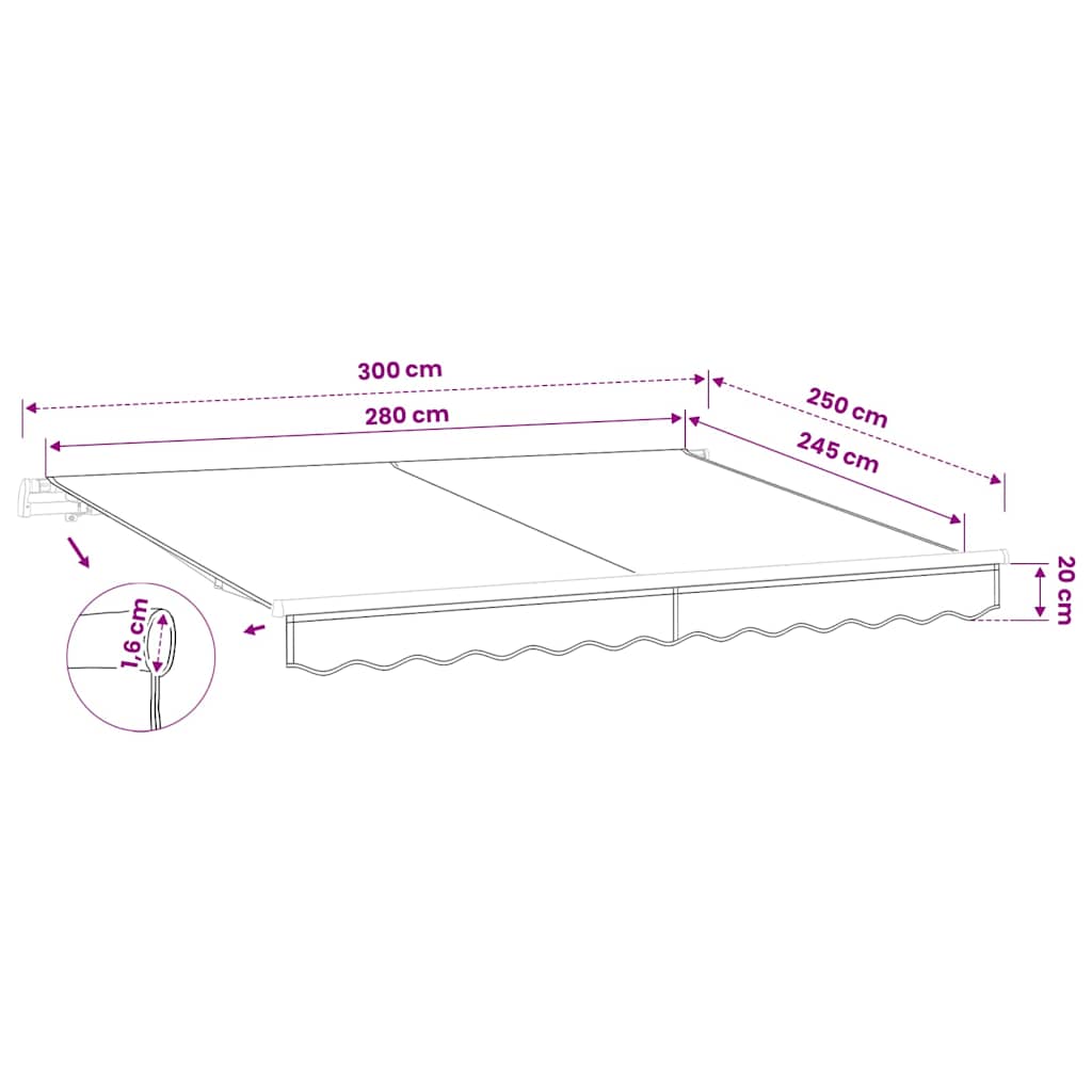 udskiftningsdug til markise 300x250 cm polyester cremefarvet