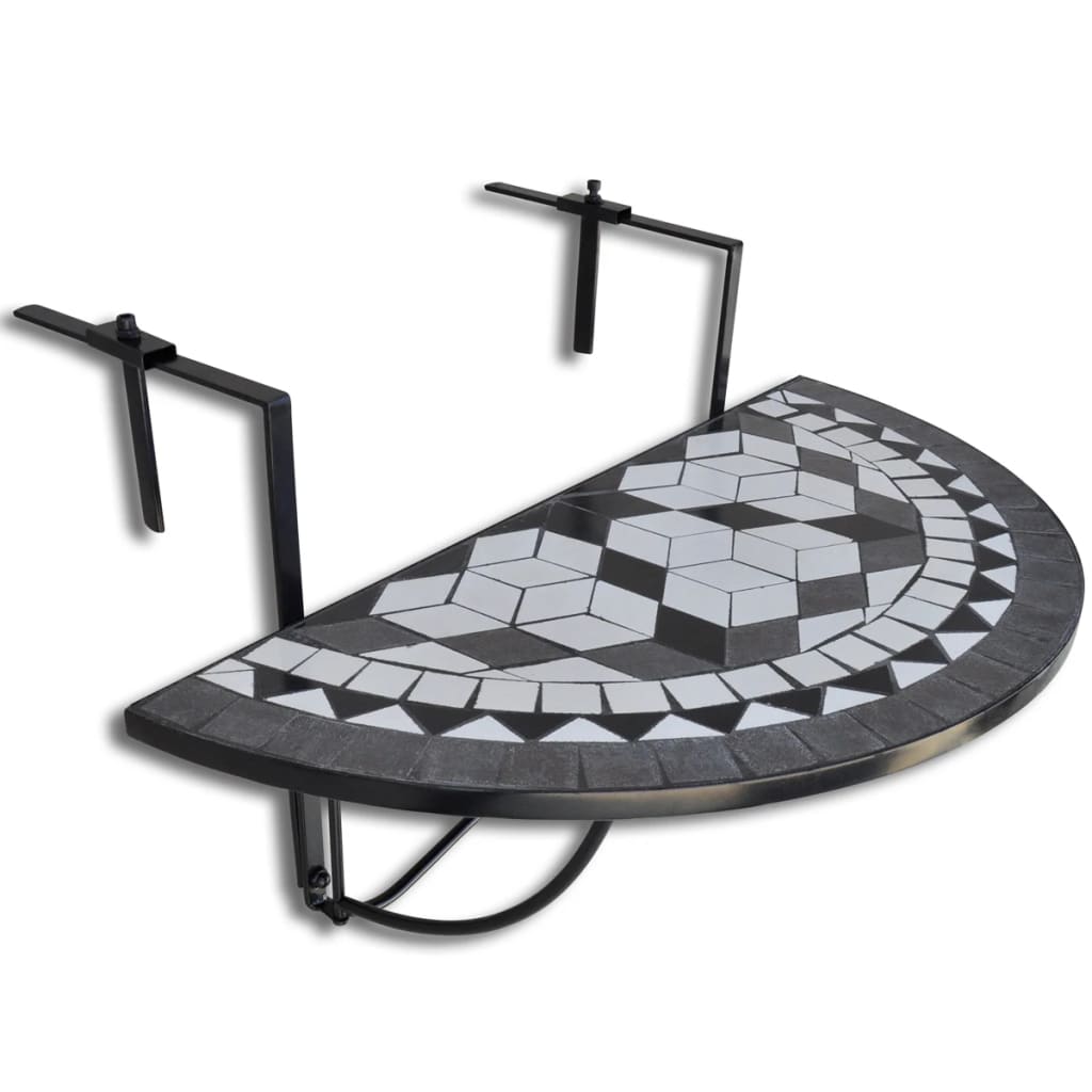 hængende altanbord mosaik sort og hvid