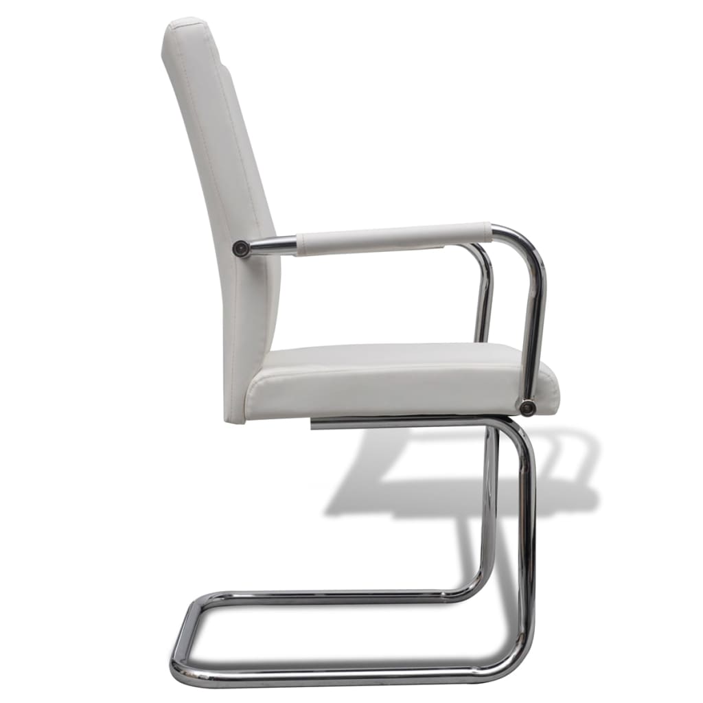 spisebordsstole med cantilever 4 stk. stof hvid