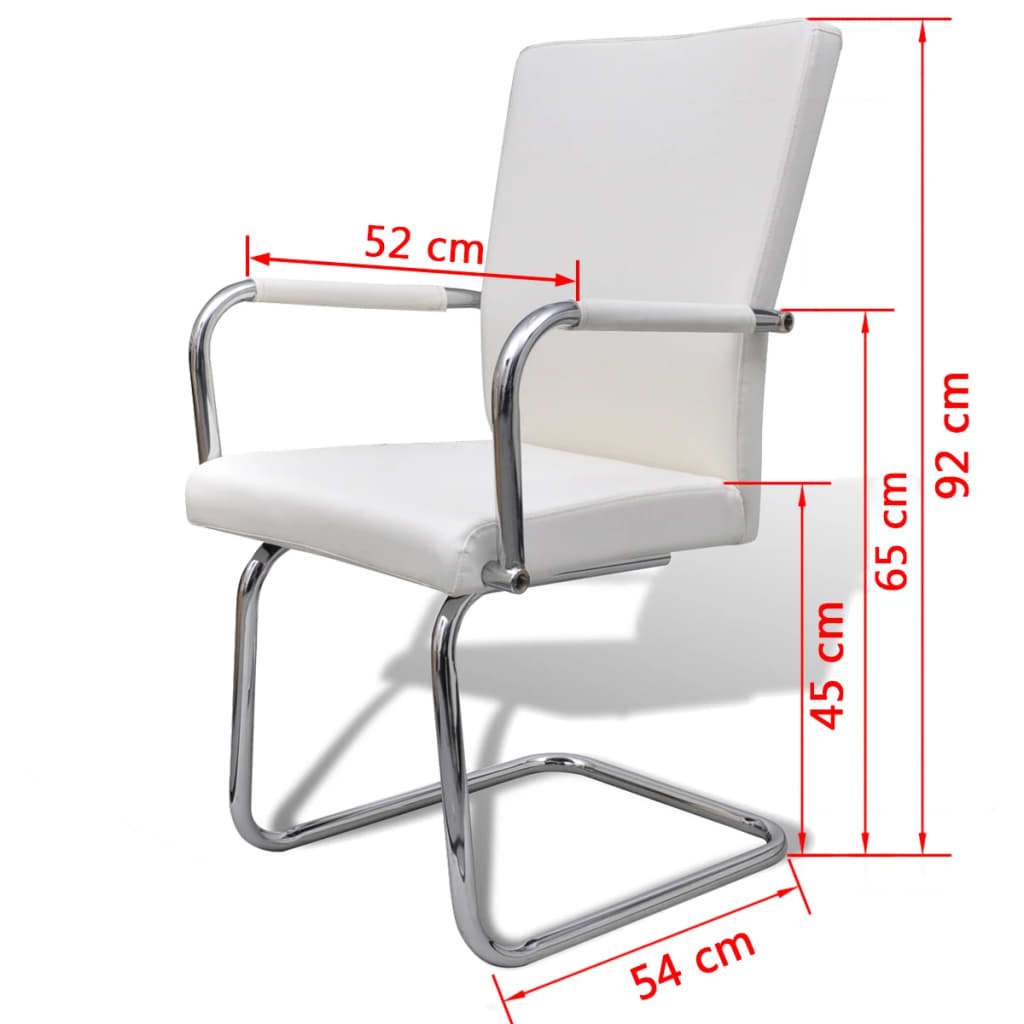 spisebordsstole med cantilever 4 stk. stof hvid