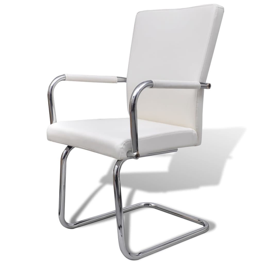 spisebordsstole med cantilever 6 stk. stof hvid