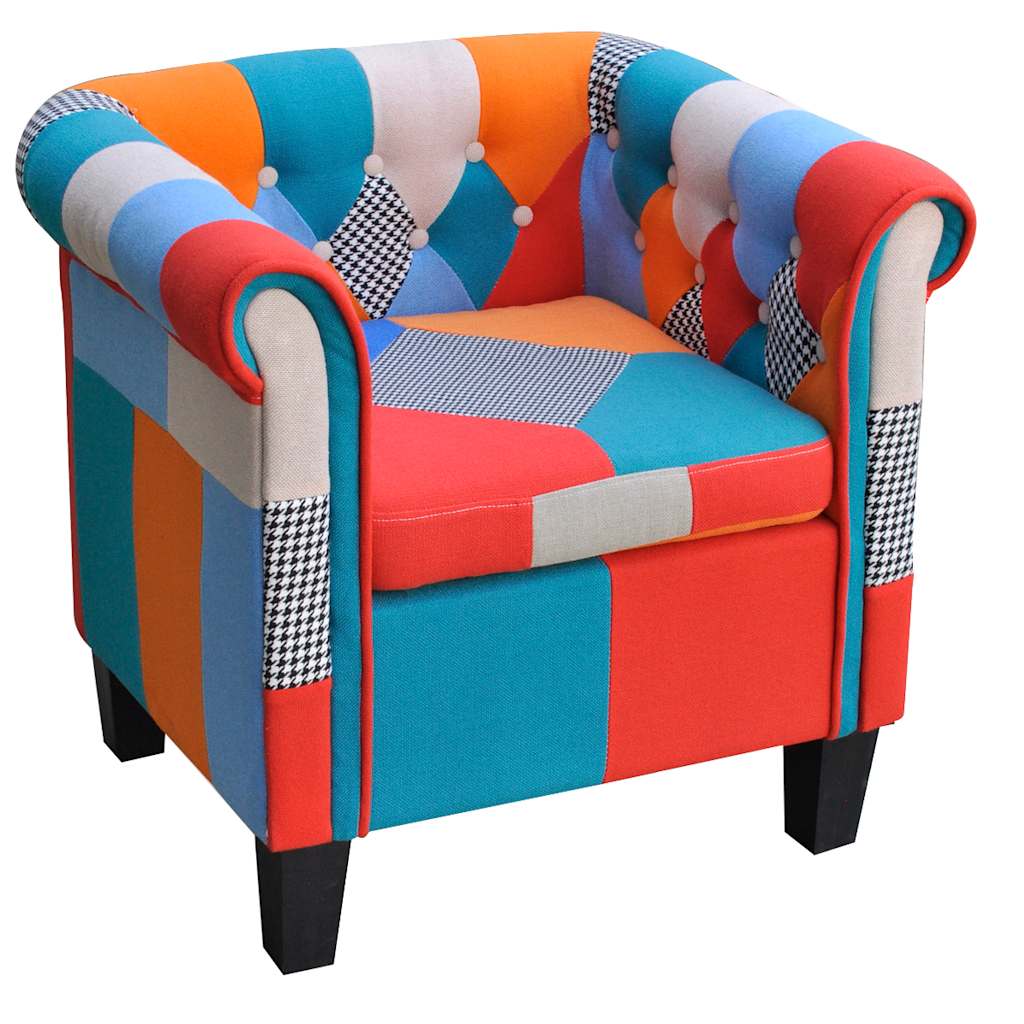 lænestol med patchworkdesign stof