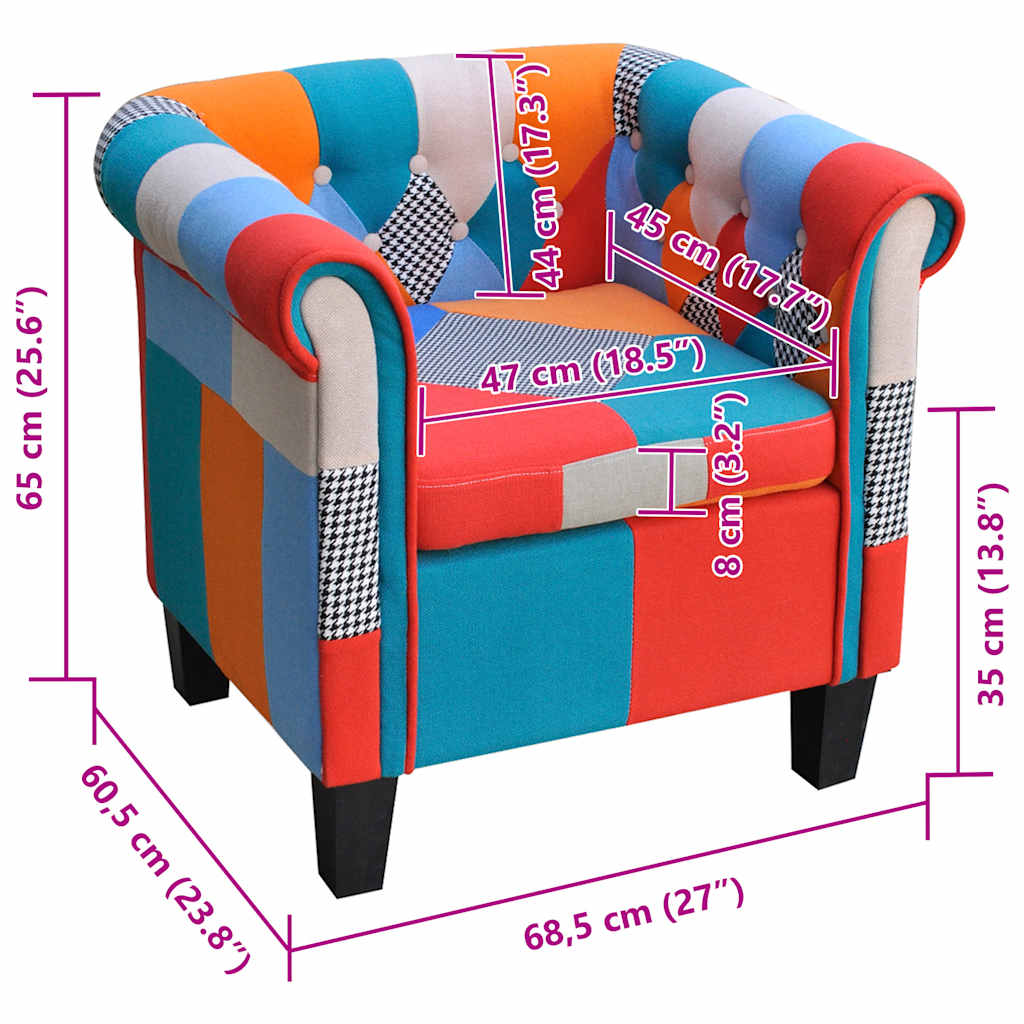 lænestol med patchworkdesign stof