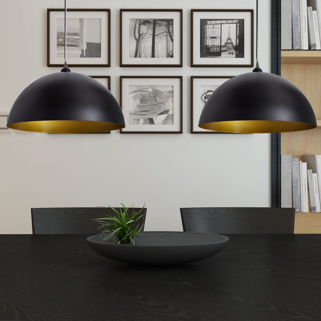 loftslampe halvkugle 2 stk. højdejusterbar sort