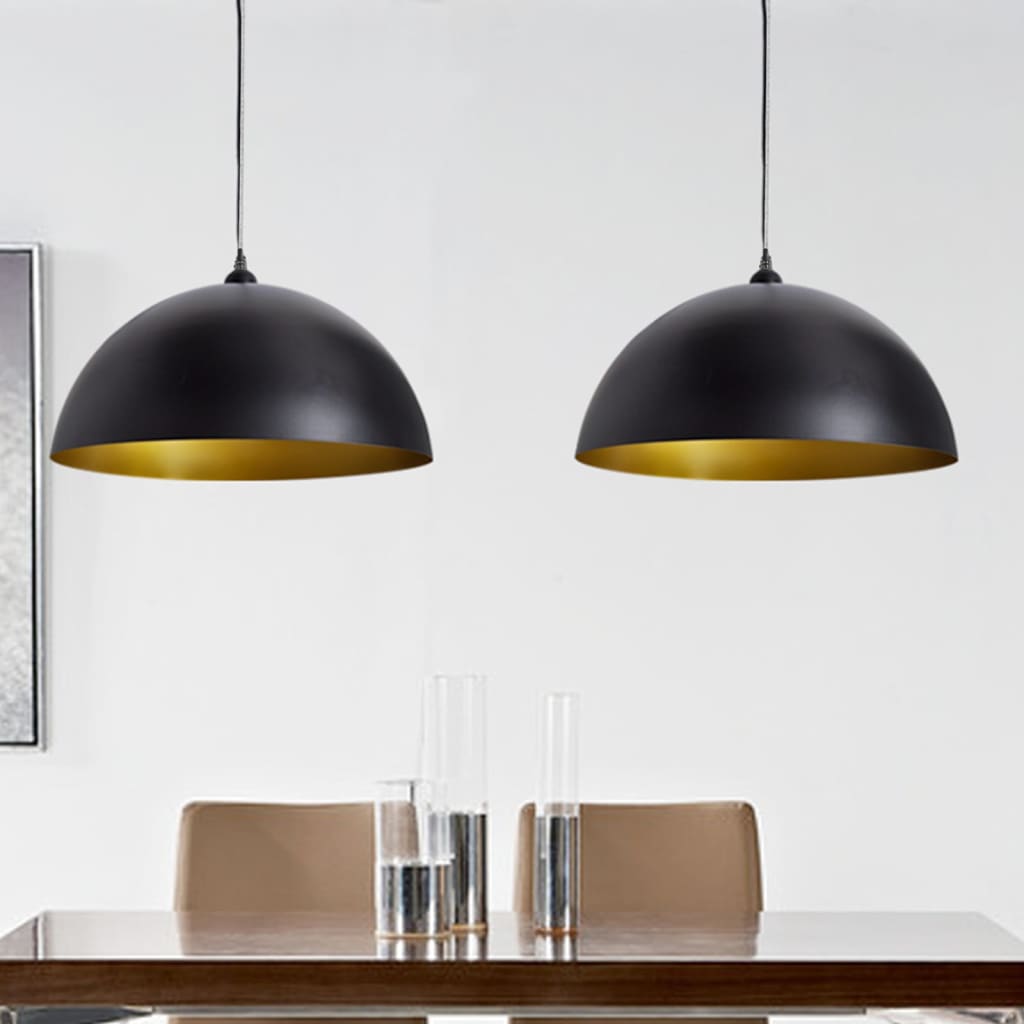 loftslampe halvkugle 2 stk. højdejusterbar sort