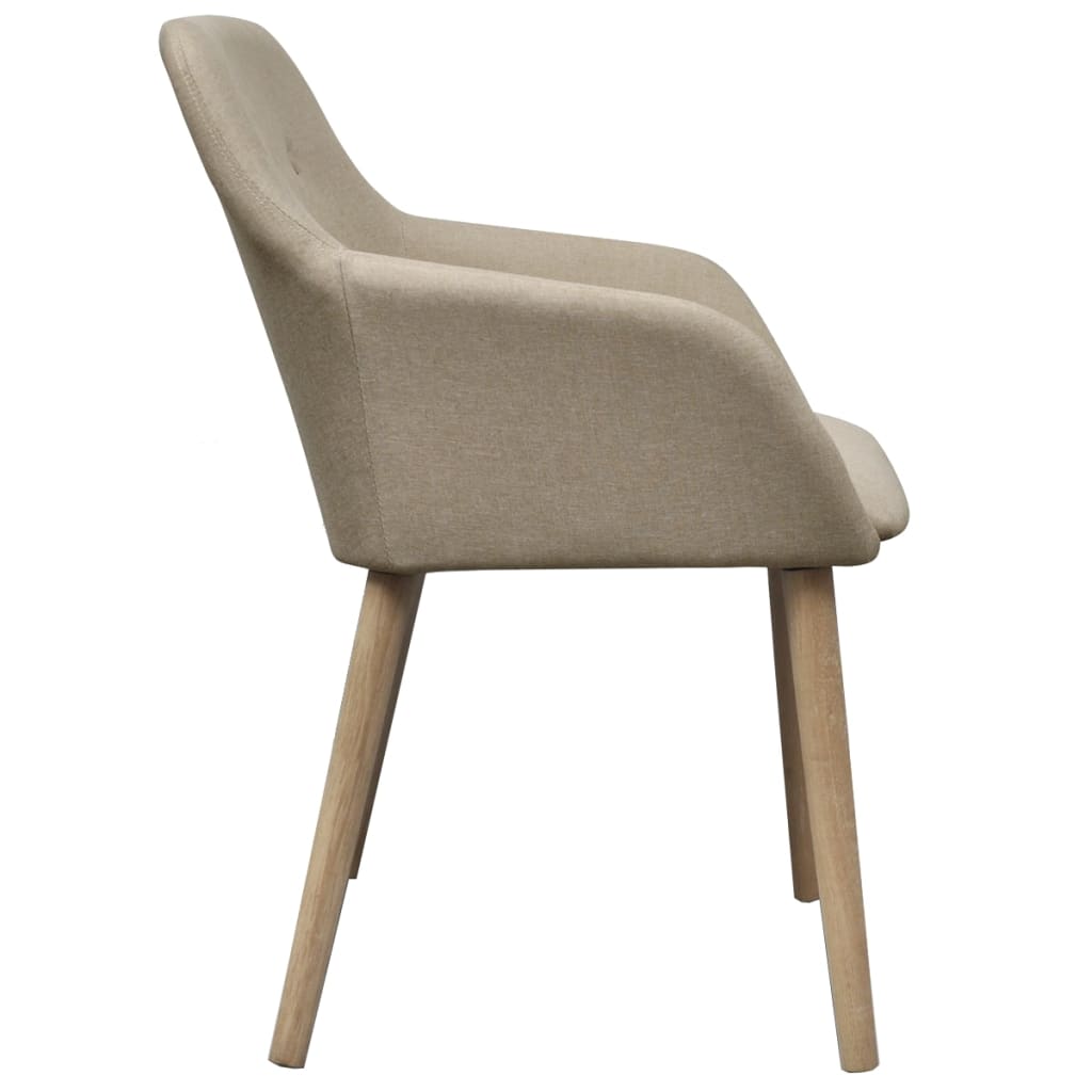 spisebordsstole 2 stk. beige stof massivt egetræ