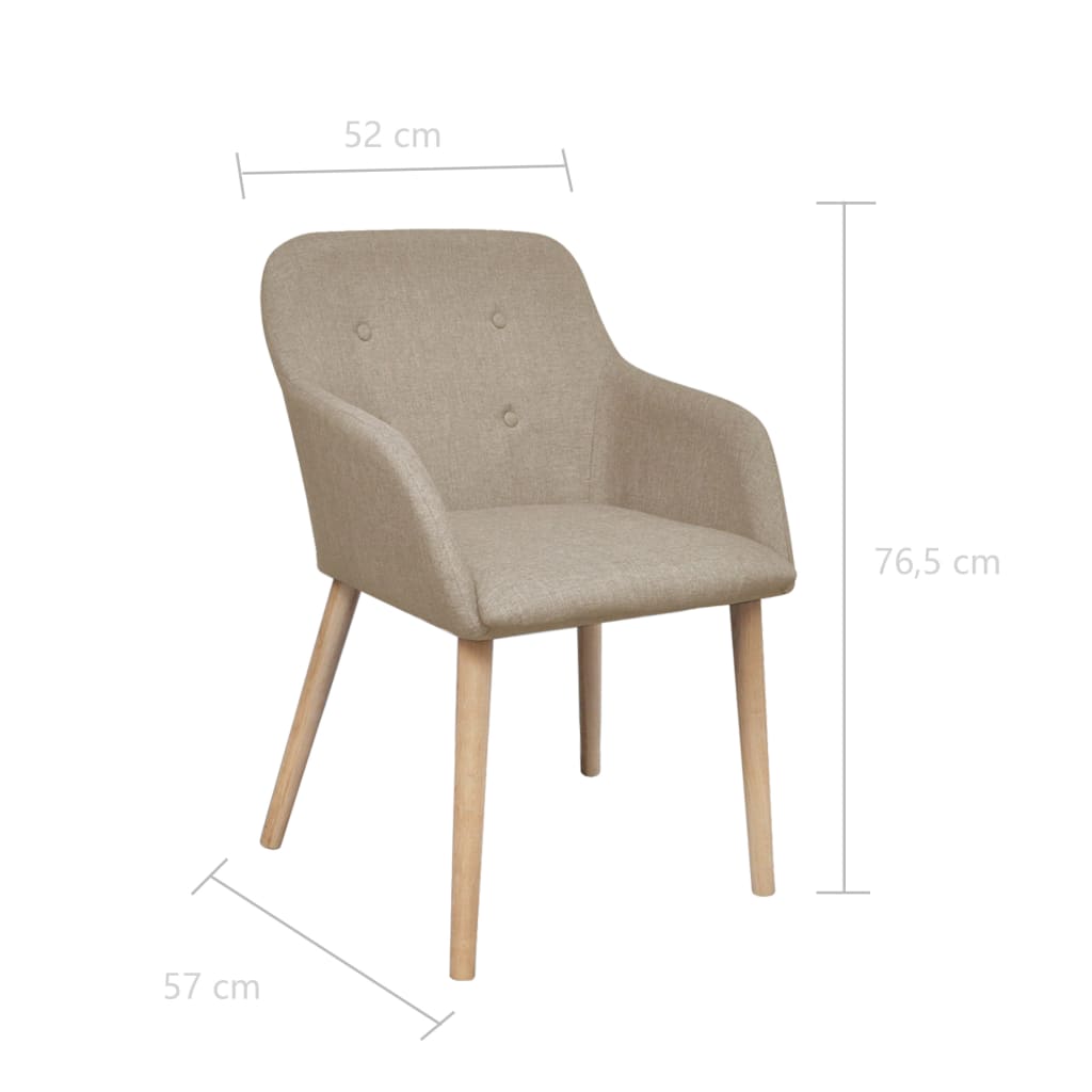 spisebordsstole 2 stk. beige stof massivt egetræ
