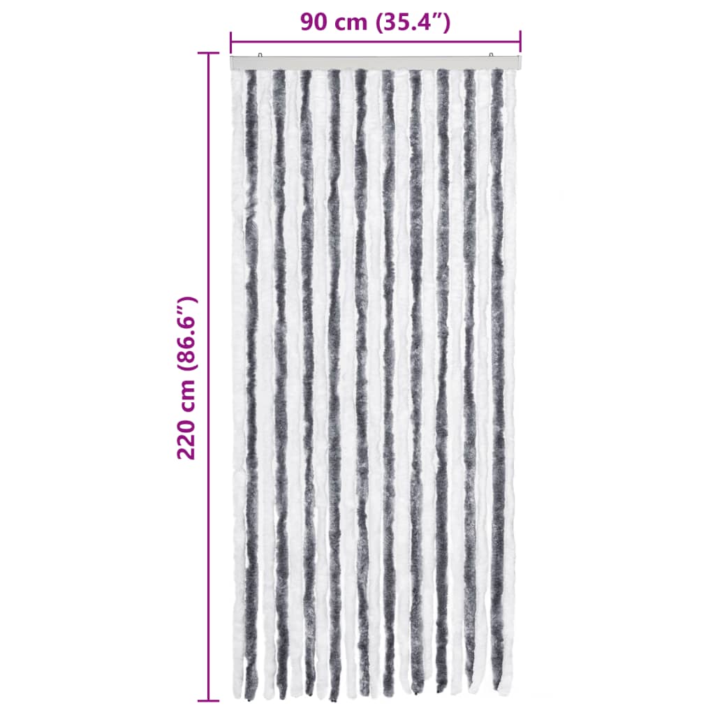 insektgardin grå og hvid 90 x 220 cm chenille