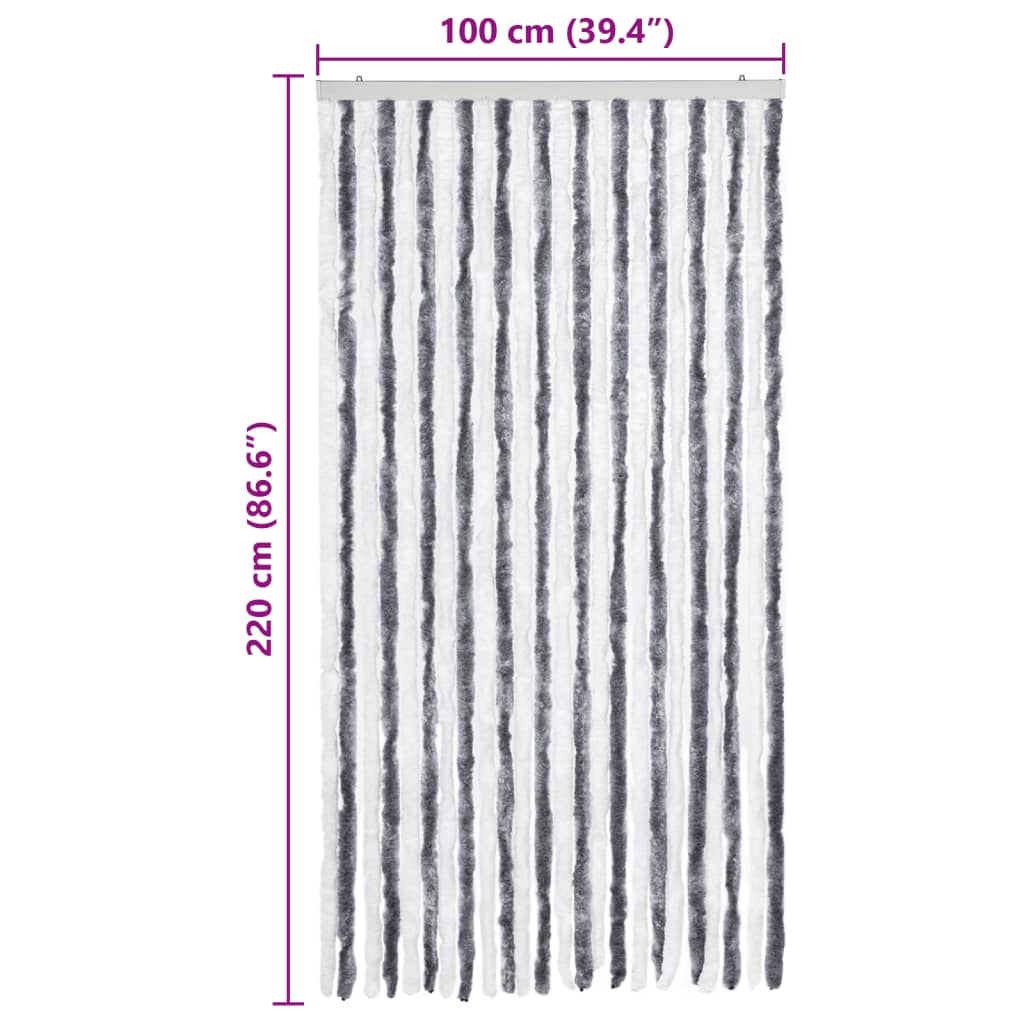 insektgardin grå og hvid 100x220 cm chenille