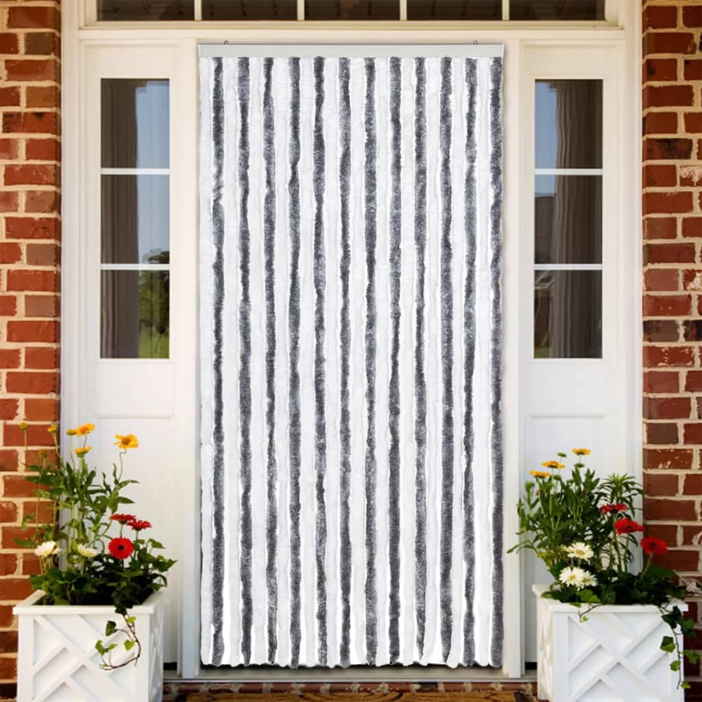 insektgardin grå og hvid 100x220 cm chenille