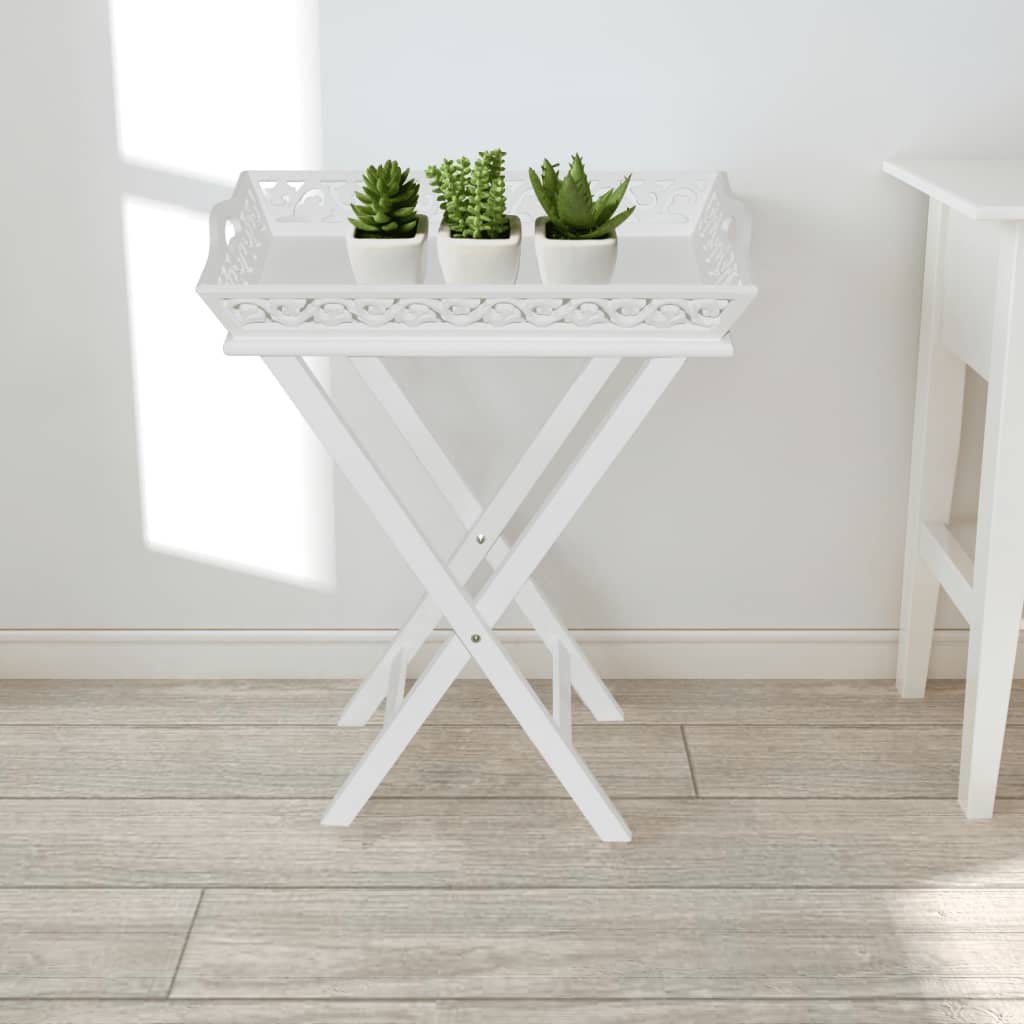 sidebord med bakke hvid