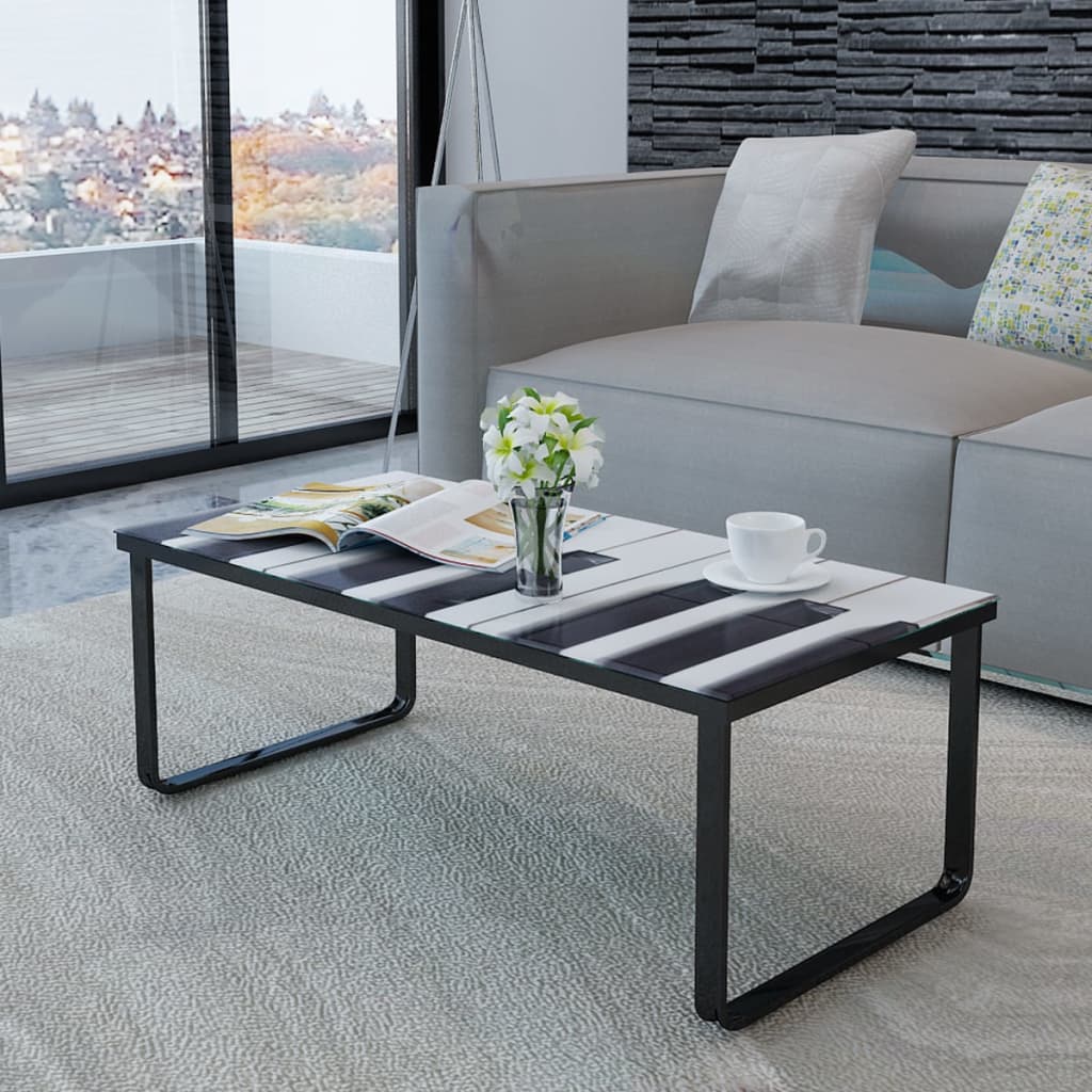 sofabord med klaverprint glasbordplade