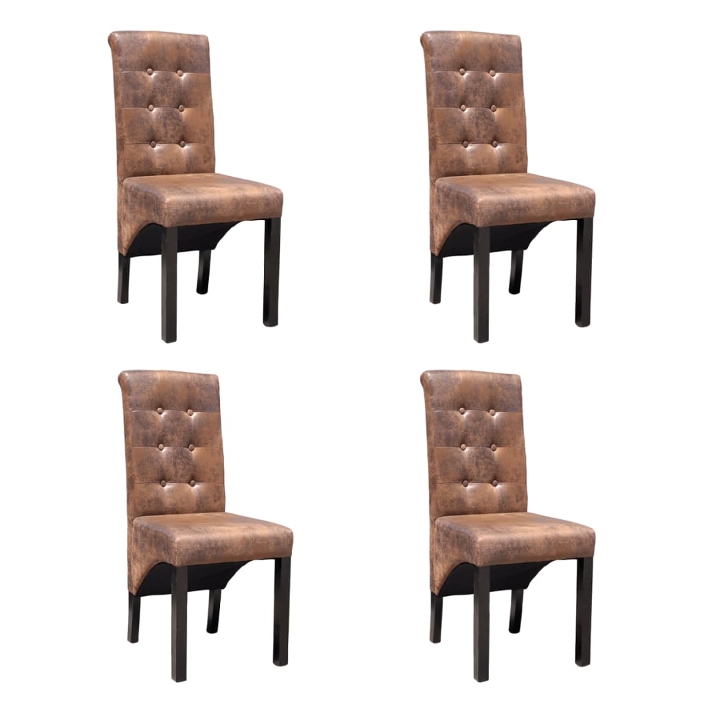 spisebordsstole 4 stk. kunstlæder brun