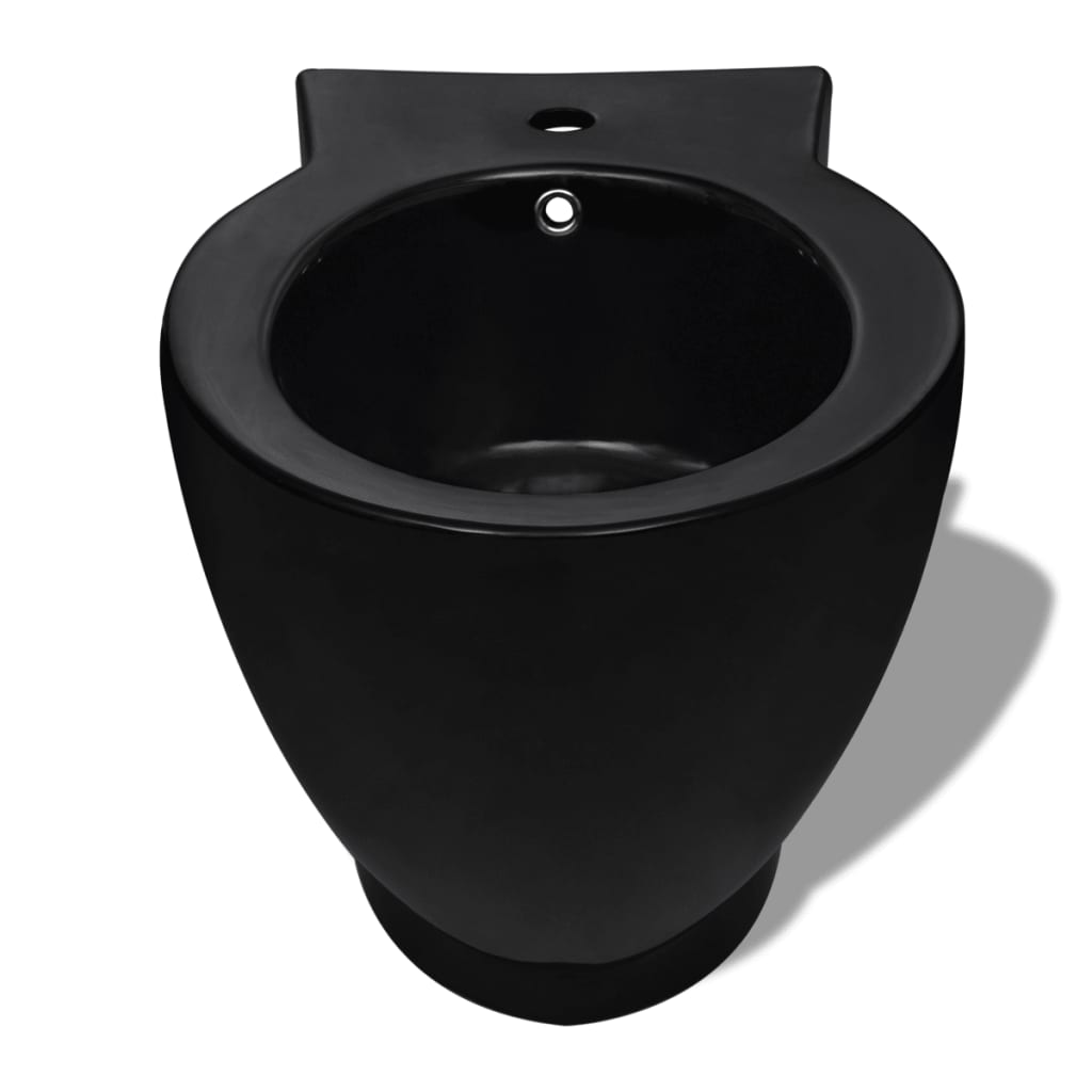 toilet- og bidetsæt sort keramik
