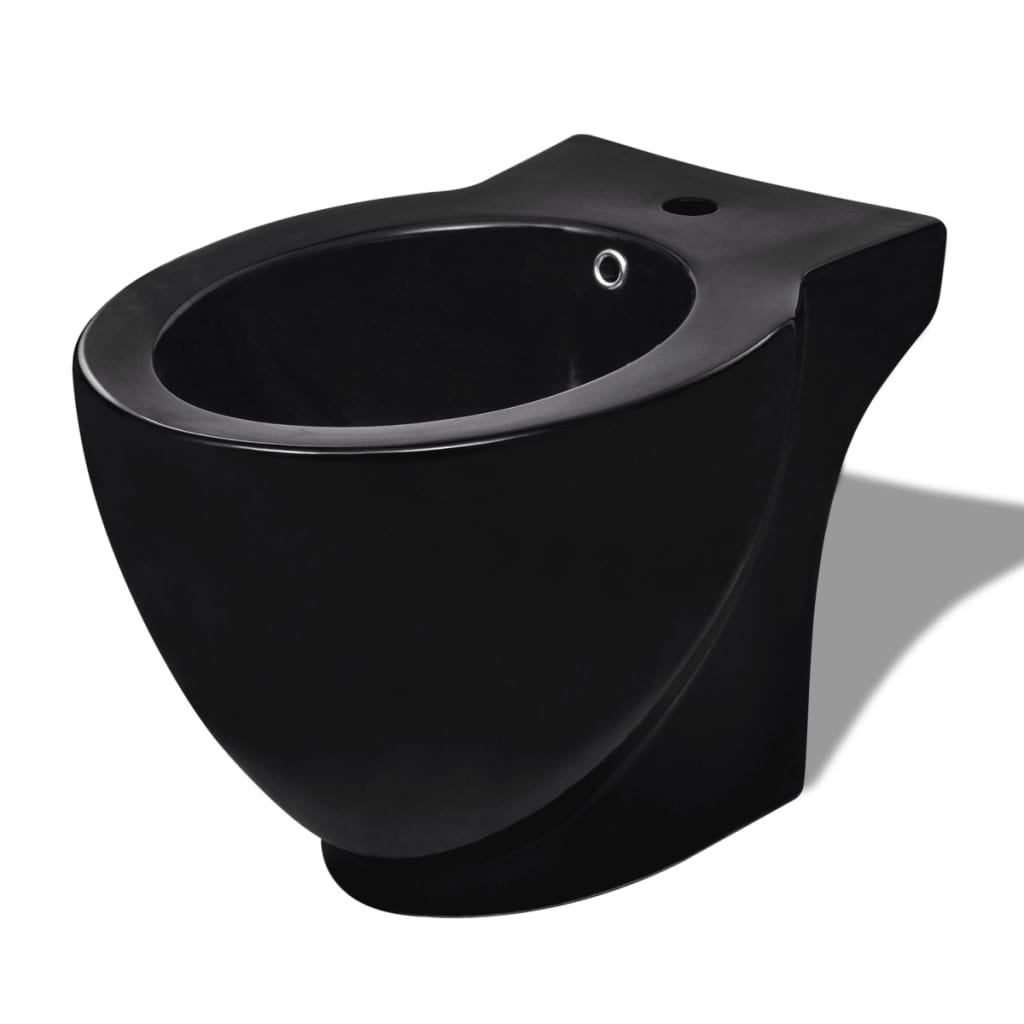 toilet- og bidetsæt sort keramik