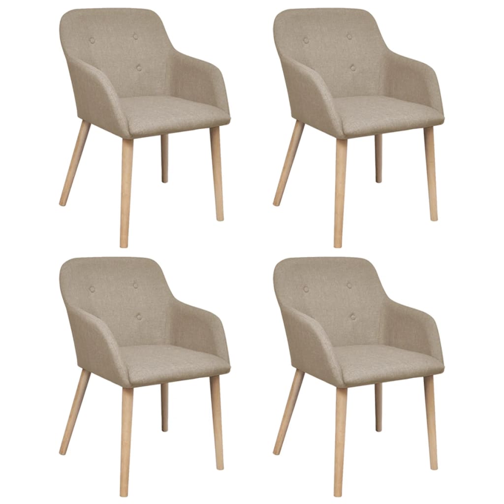 spisebordsstole 4 stk. beige stof massivt egetræ
