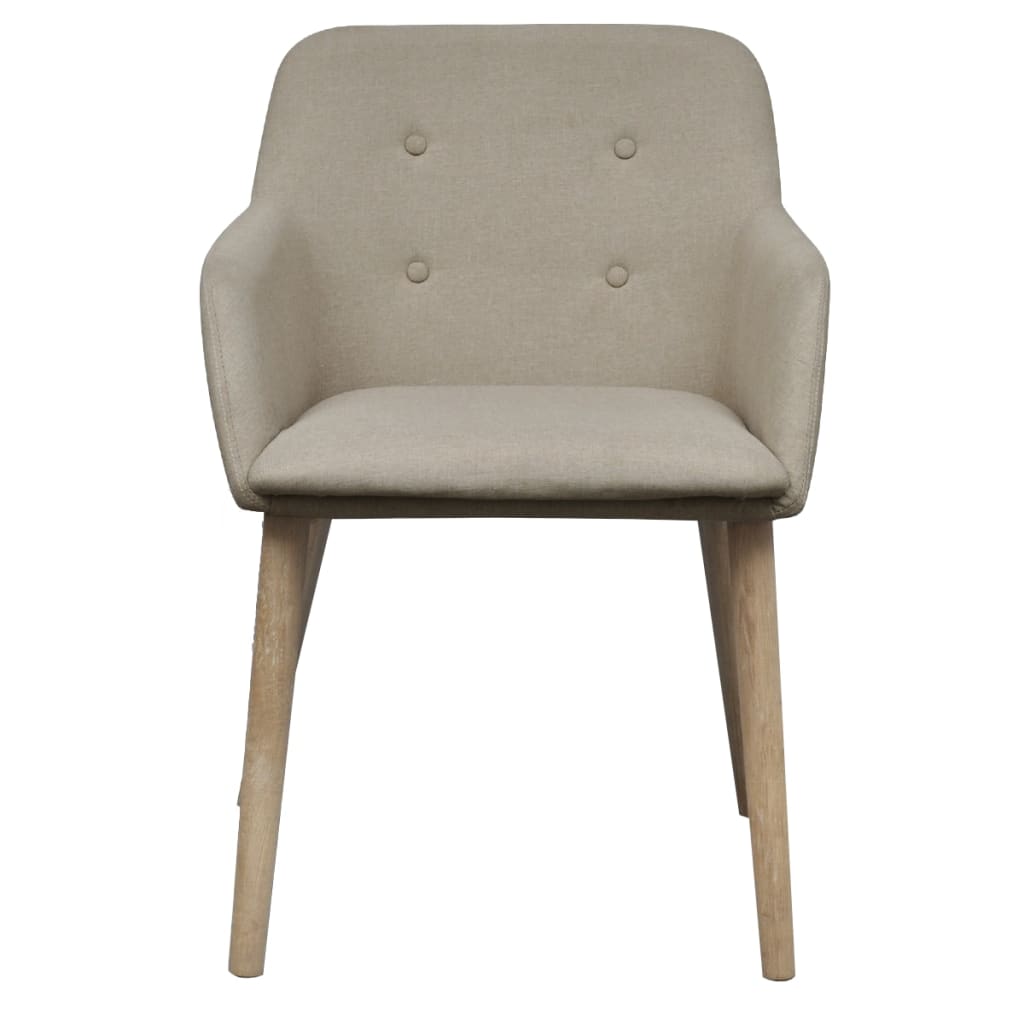 spisebordsstole 4 stk. beige stof massivt egetræ