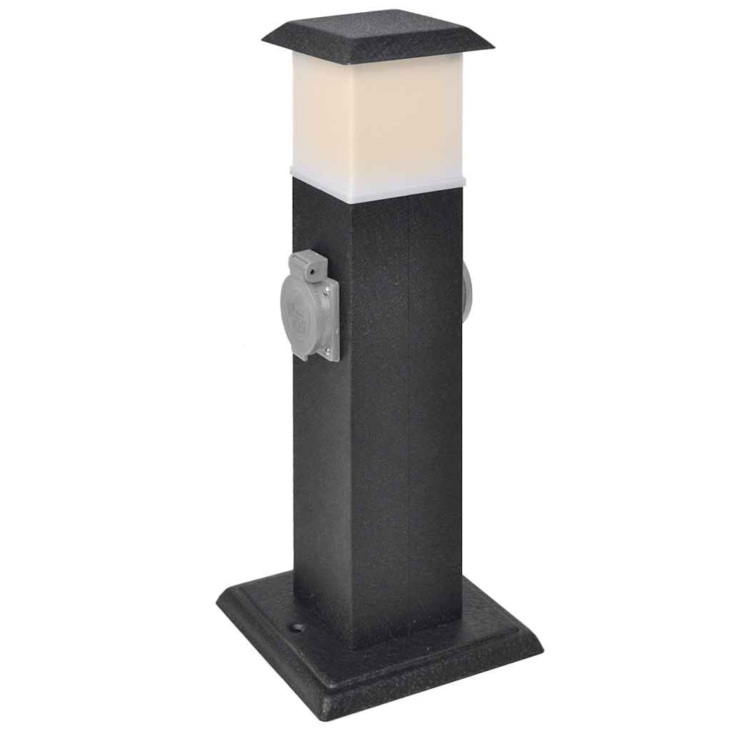 Sort kontaktsokkel med lampe til haven