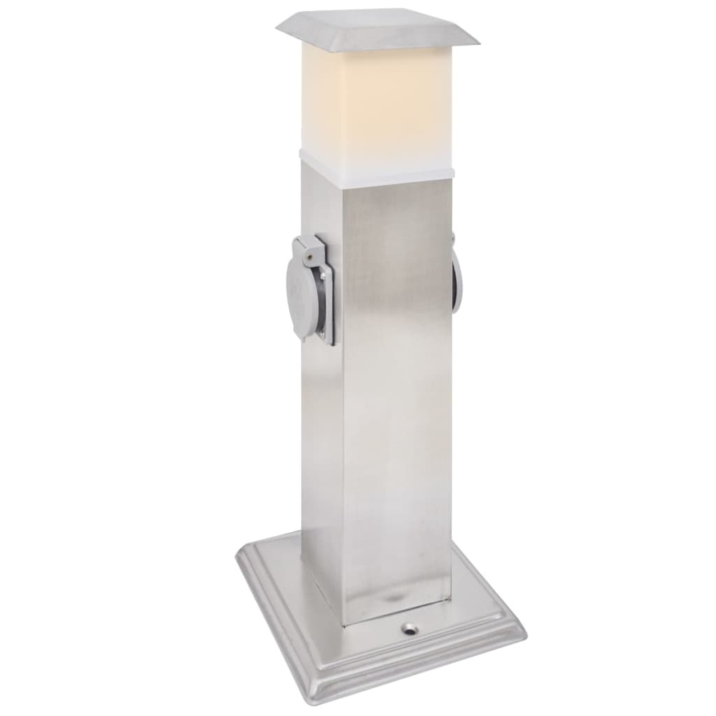 Kontaktsokkel med lampe til haven i rustfrit stål
