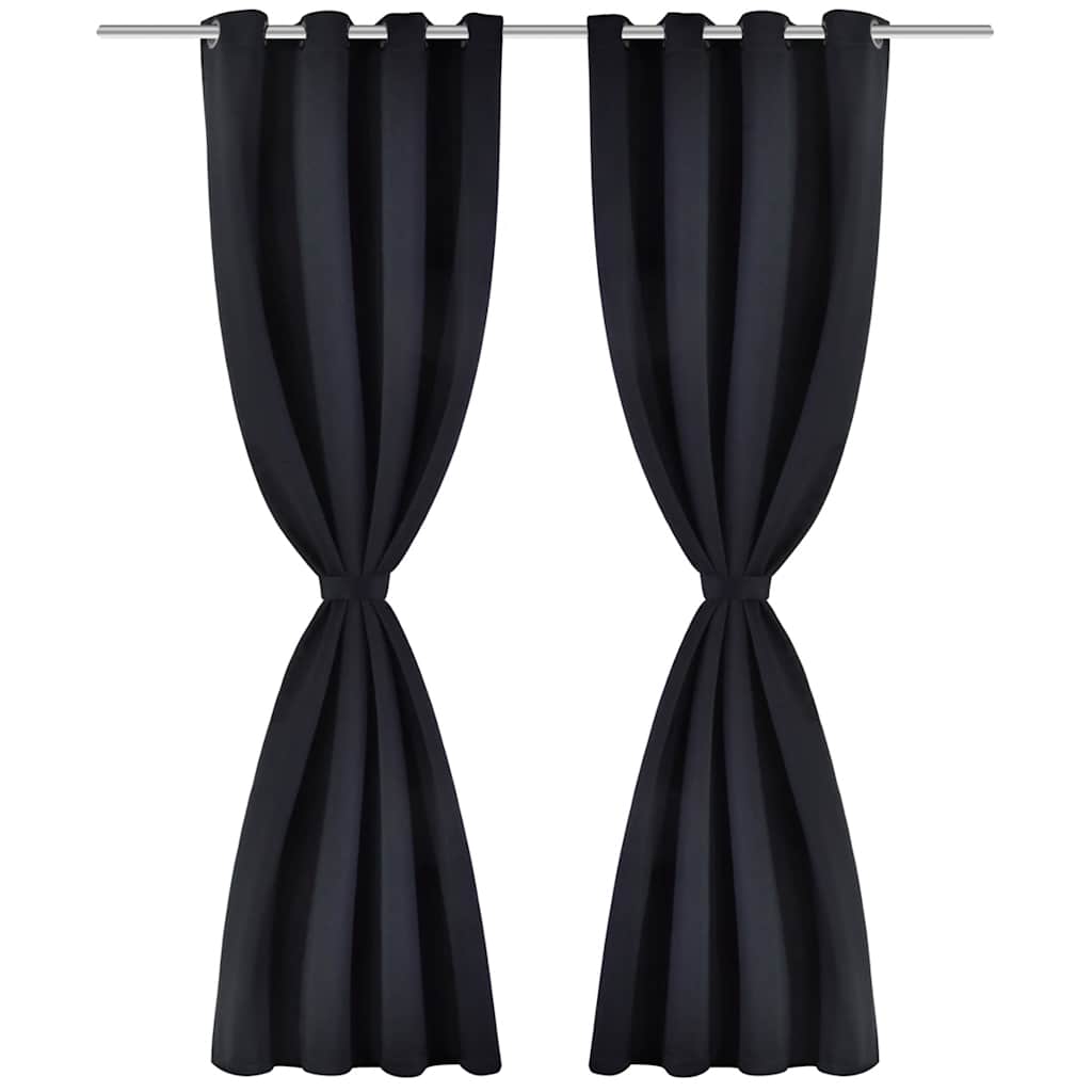 2 stk Sort Blackout Gardiner med Metal Ringe 135 x 245 cm