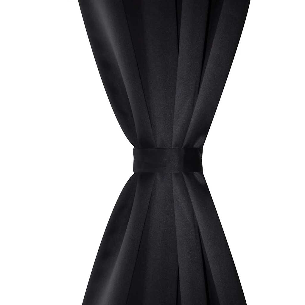 2 stk Sort Blackout Gardiner med Metal Ringe 135 x 245 cm