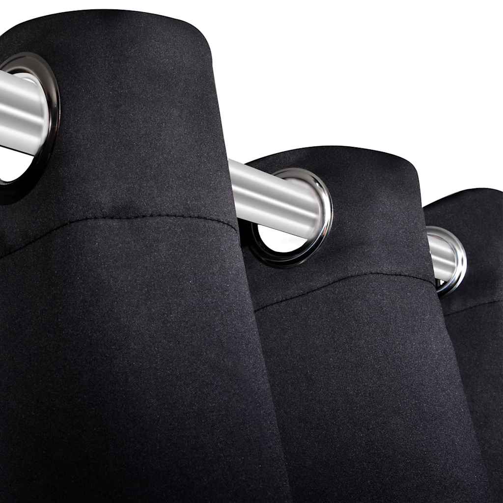2 stk Sort Blackout Gardiner med Metal Ringe 135 x 245 cm