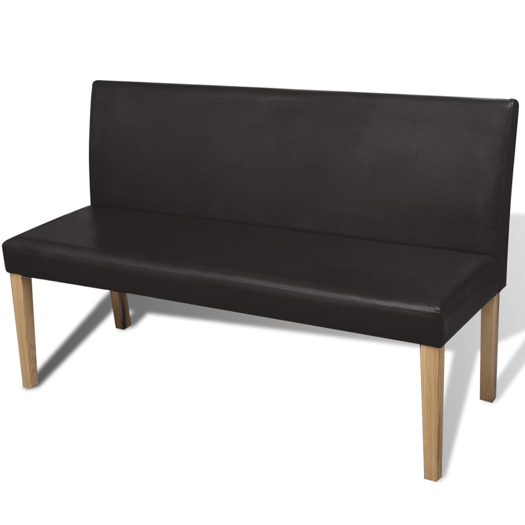 bænk 139,5 cm kunstlæder brun