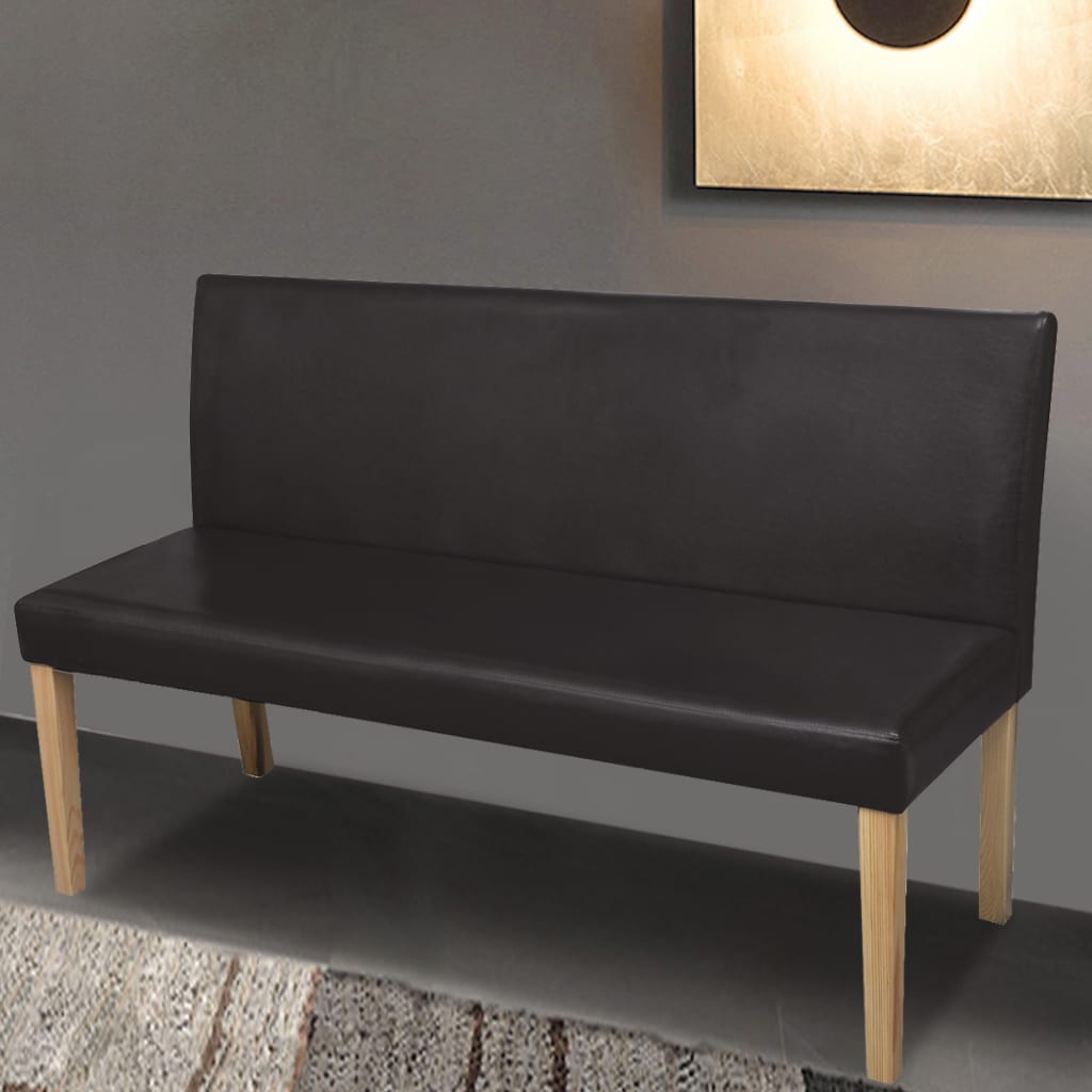 bænk 139,5 cm kunstlæder brun