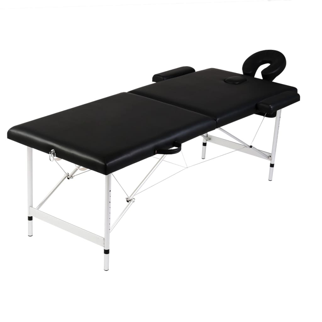 sammenfoldeligt massagebord med aluminiumsstel 2 zoner sort