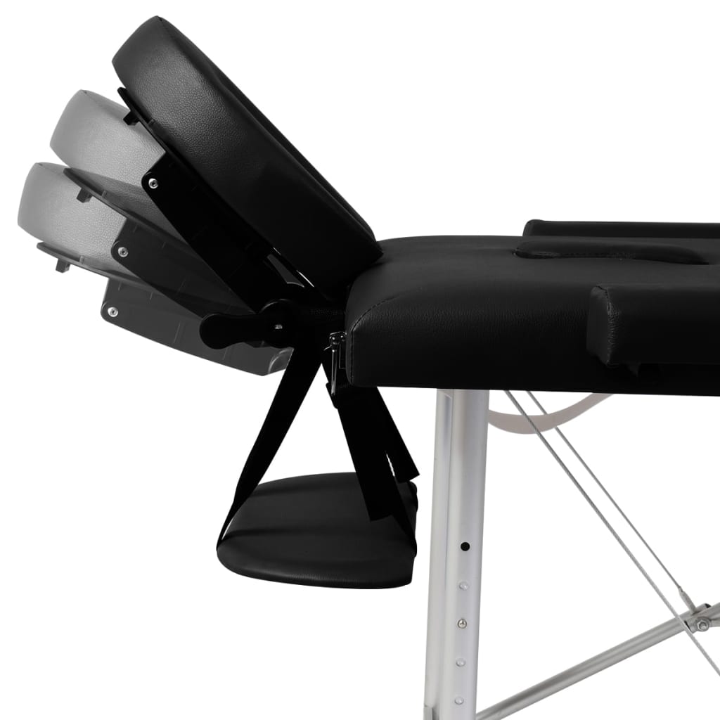 sammenfoldeligt massagebord med aluminiumsstel 2 zoner sort