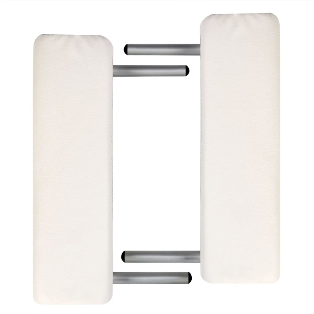 Cremefarvet sammenfoldeligt massagebord med aluminiumsstel,3 zoner