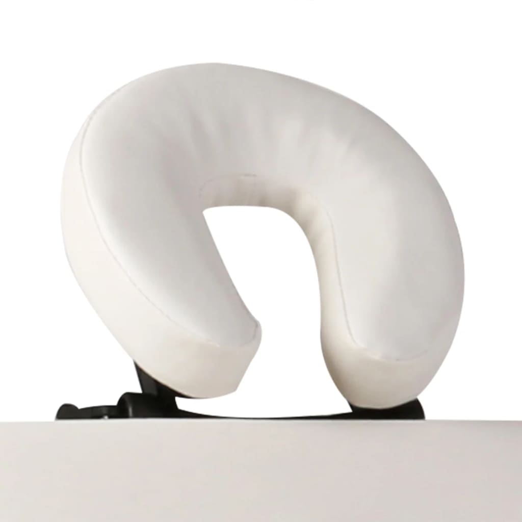 Cremefarvet sammenfoldeligt massagebord med aluminiumsstel,3 zoner